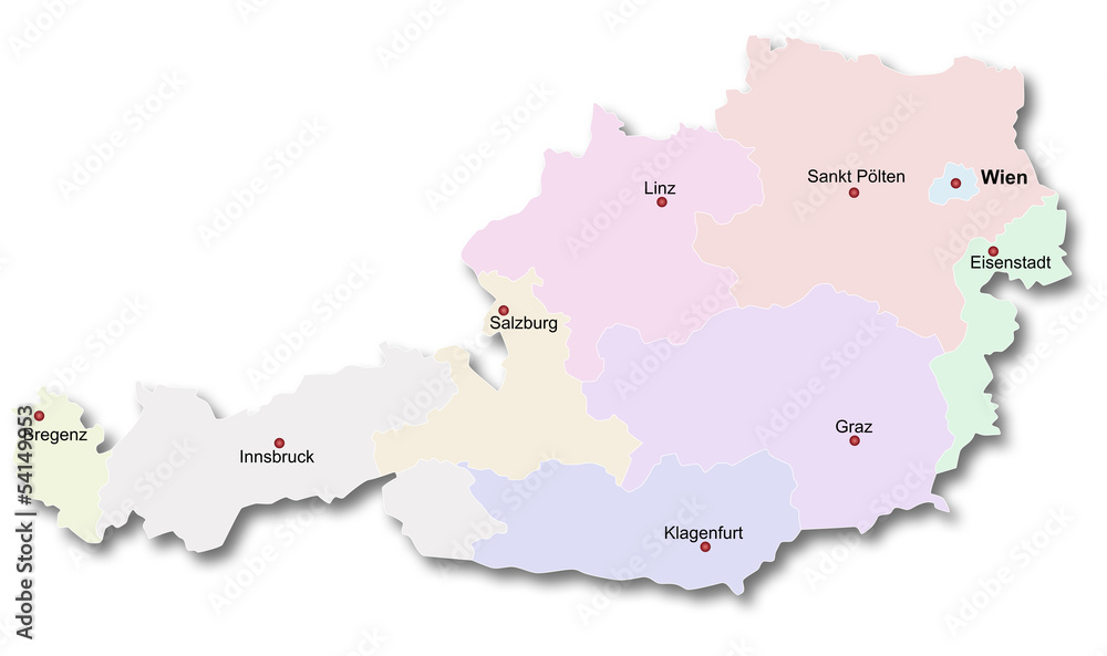 Fototapeta premium Carte de l'Autriche