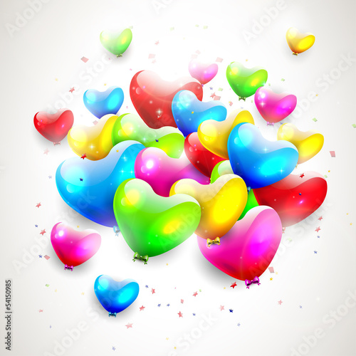 Colorful heart shaped birthday balloons