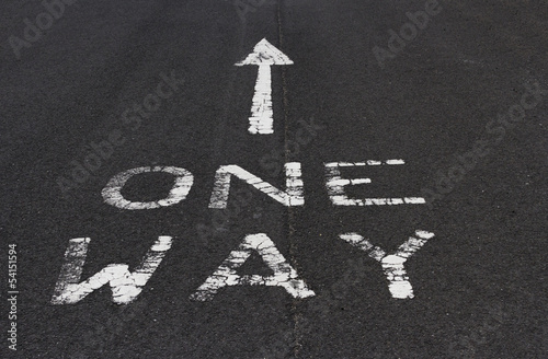 One way marking on tarmac road