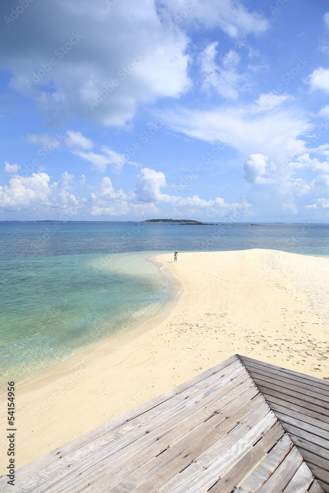 Fototapeta premium Wooden jetty on tropical beach on island