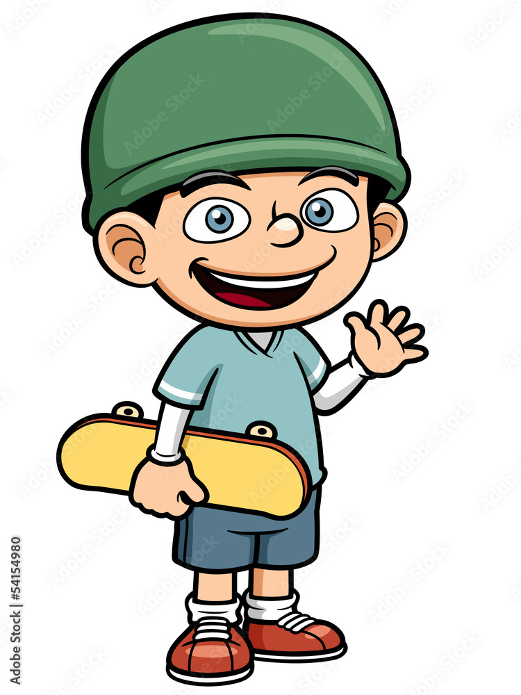 Vector illustration of Boy holding Skateboard Vector illustration of Boy holding Skateboard