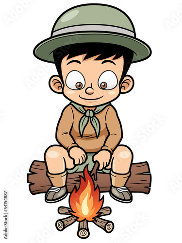 Vector illustration of Boy camping