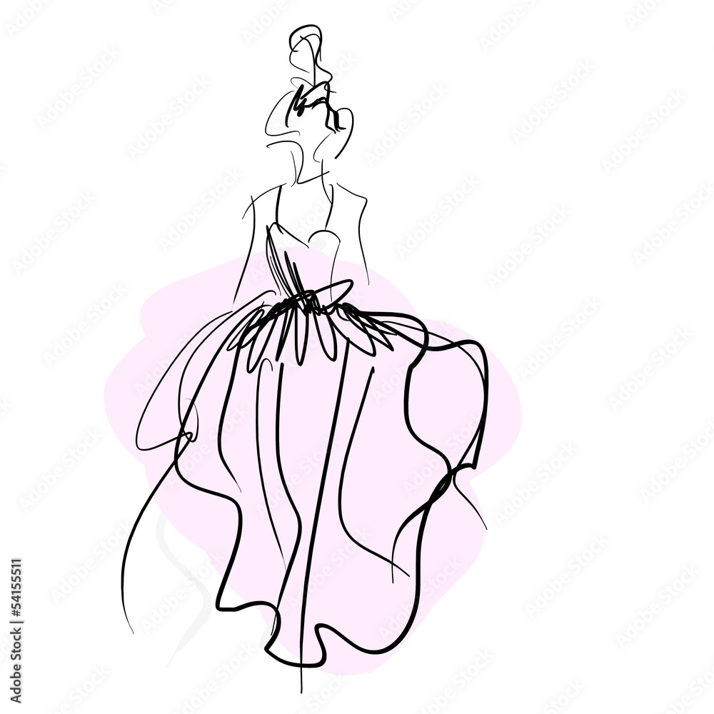 Concept bride women in wedding dress, fashion sketch Concept bride women in wedding dress, fashion sketch