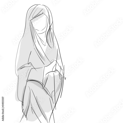 Blessed virgin mary, hand drawing sketch