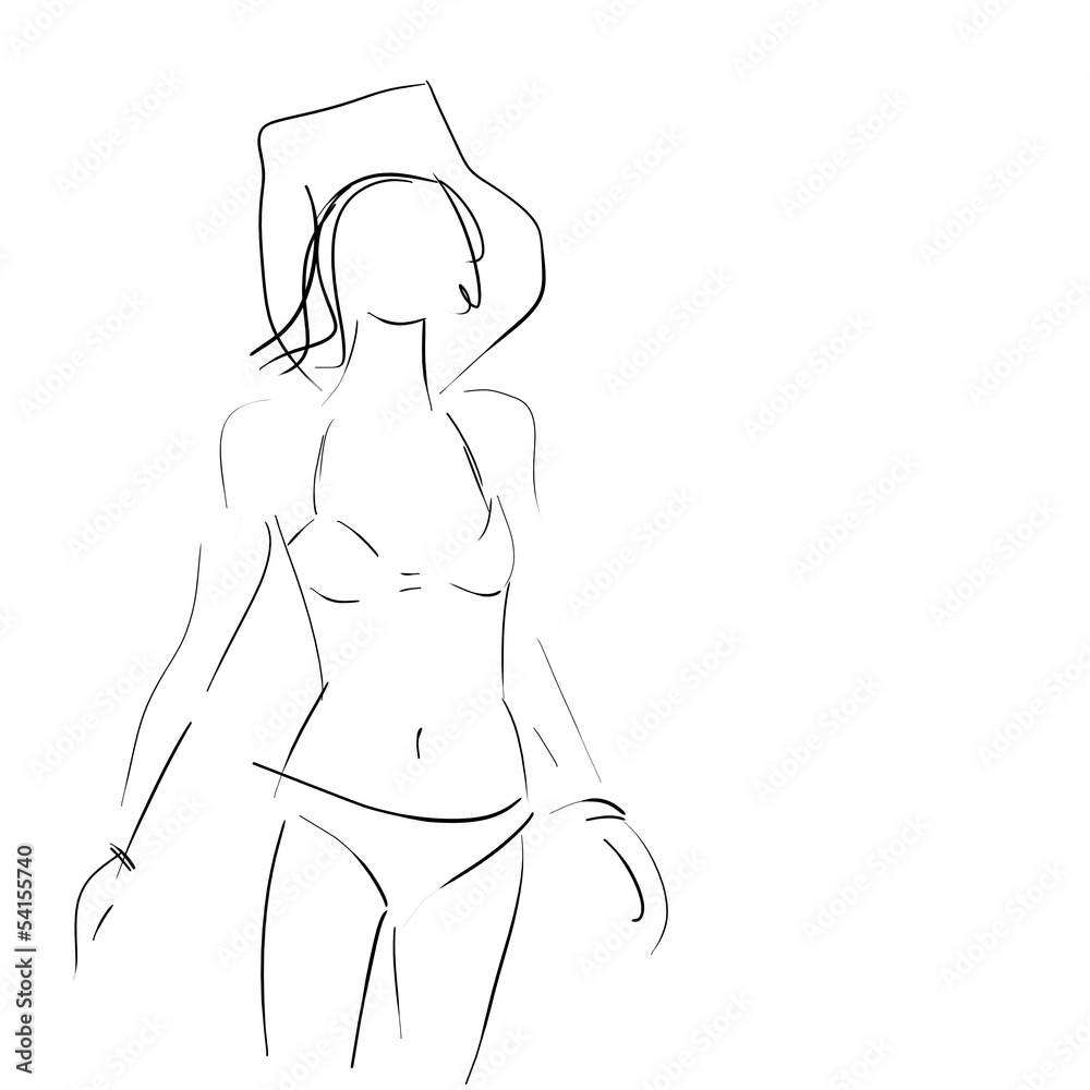 Conceptual women in bikini, fashion handwriting sketch Conceptual women in bikini, fashion handwriting sketch