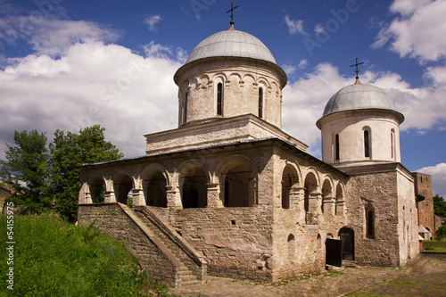 View of two churches in Ivangorod medieval fortress