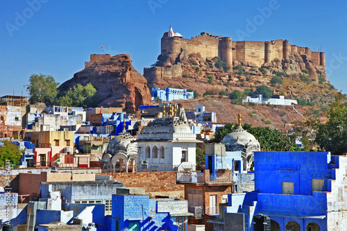 Jodhpur Rajasthan, view with Mehrangharh fort photo