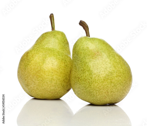 Two pears isolated over white background