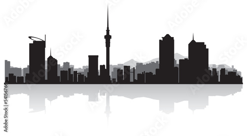 Auckland city skyline vector silhouette photo