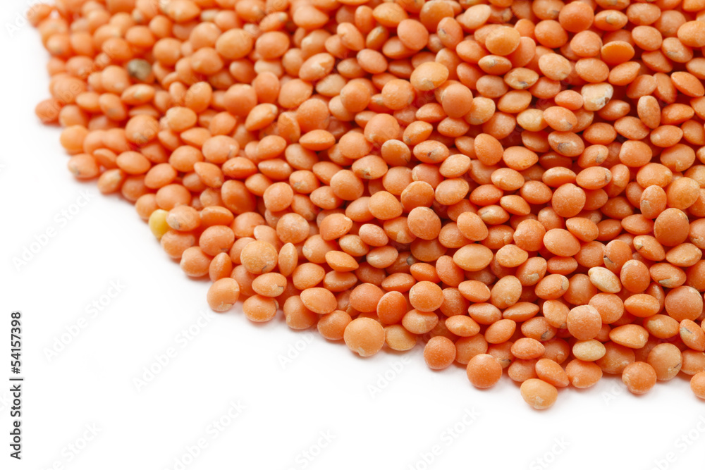 Red Lentils (Masoor Dal) isolated on white background Red Lentils (Masoor Dal) isolated on white background
