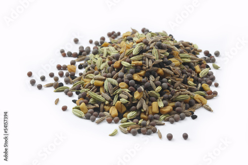 Spices for Panch Phoron on White Background