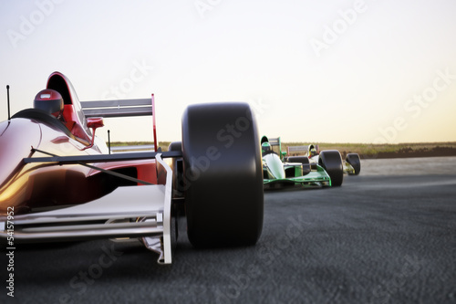 Canvas Print Race car leading the pack, room for text or copy space