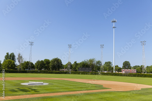 A baseball field in a small town in Minnesota, USA.