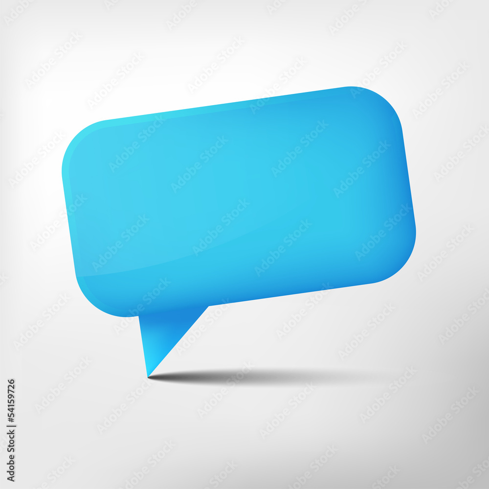 Abstract blue glossy speech bubble