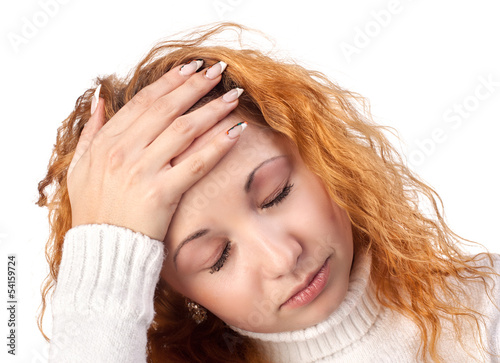 woman suffering from headache photo