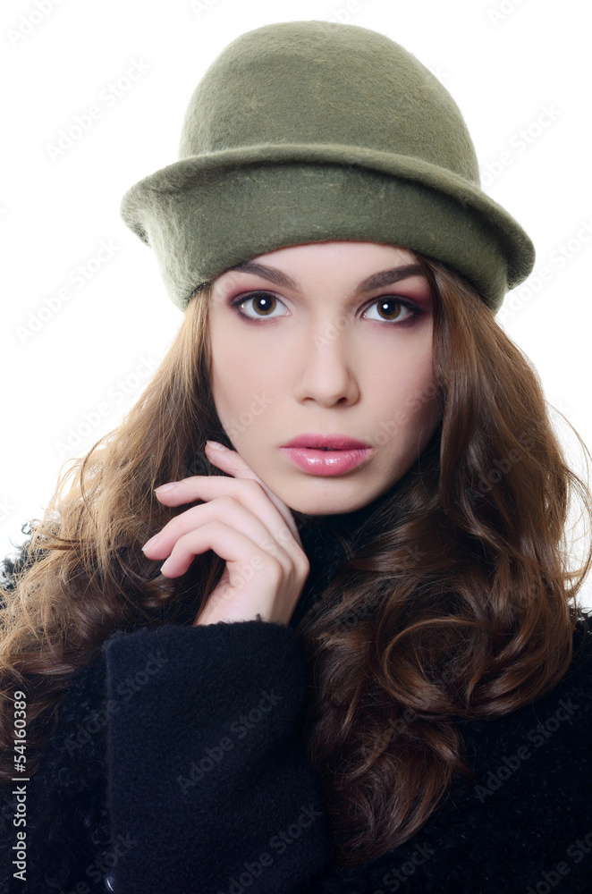 The young beautiful woman in an autumn beret on a head The young beautiful woman in an autumn beret on a head