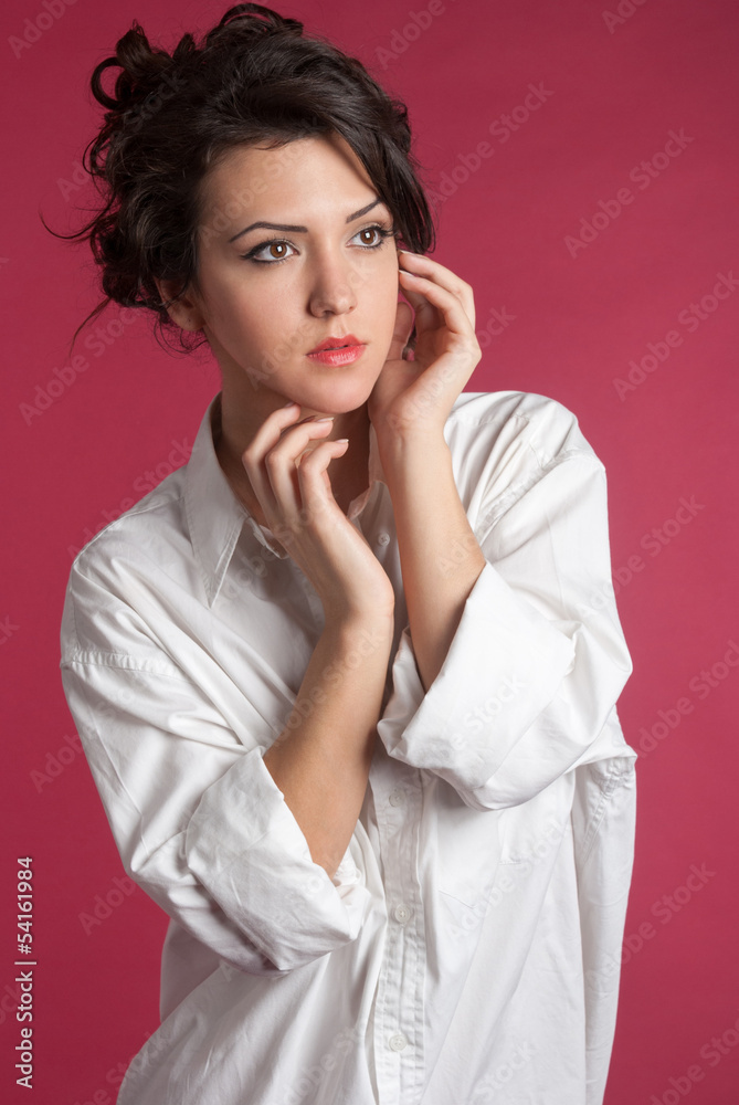 Portrait of attractive teenage girl looking away, young pretty w Portrait of attractive teenage girl looking away, young pretty w
