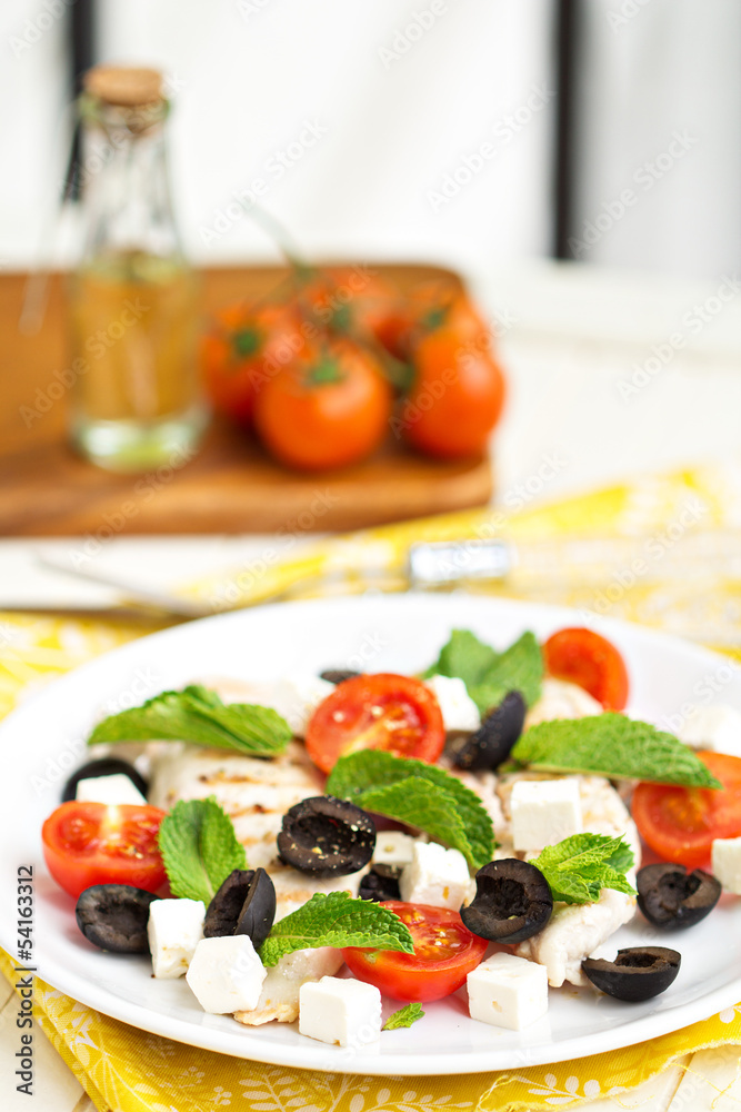 Greek chicken cutlets with feta cheese, olives