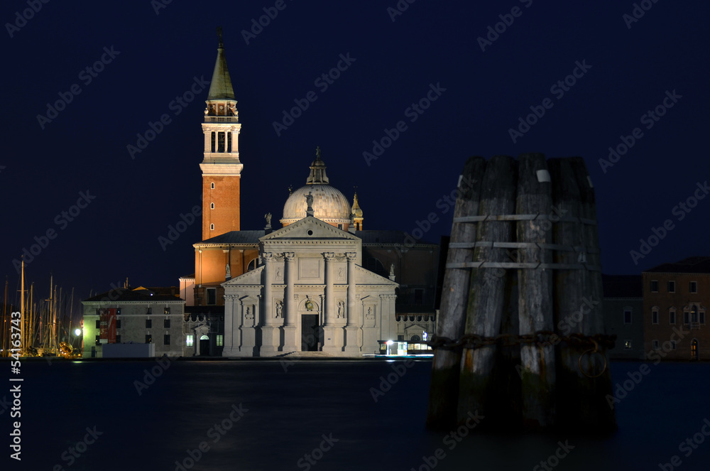 Venetian famous church San Giorgio Maggiore at night