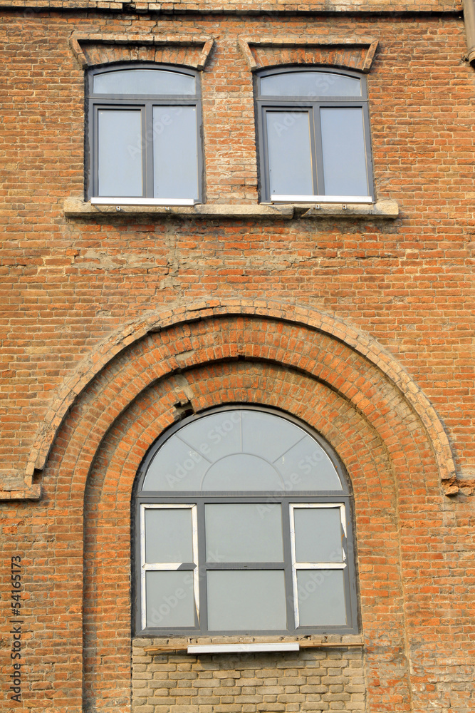 old windows on the buildings