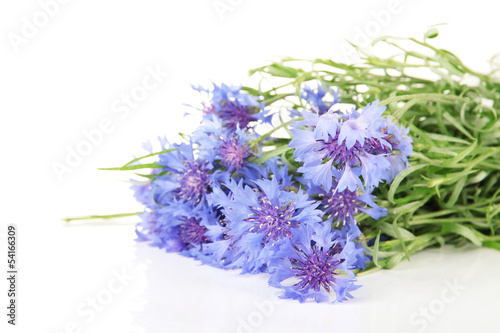 Beautiful bouquet of cornflowers ,isolated on white