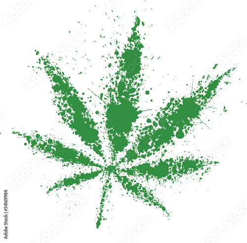 Grunge cannabis green leaf, vector illustration