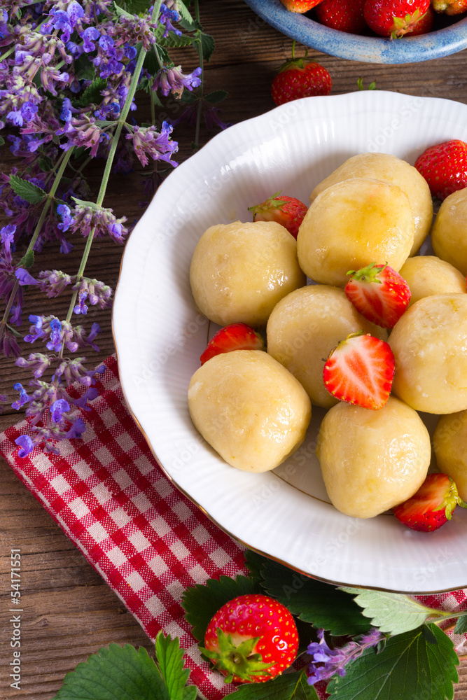 dumplings with strawberries dumplings with strawberries