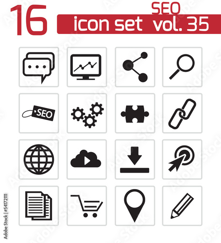 Vector black seo icons set