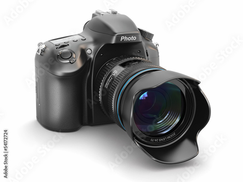 Quadro su tela Digital photo camera on white isolated background.
