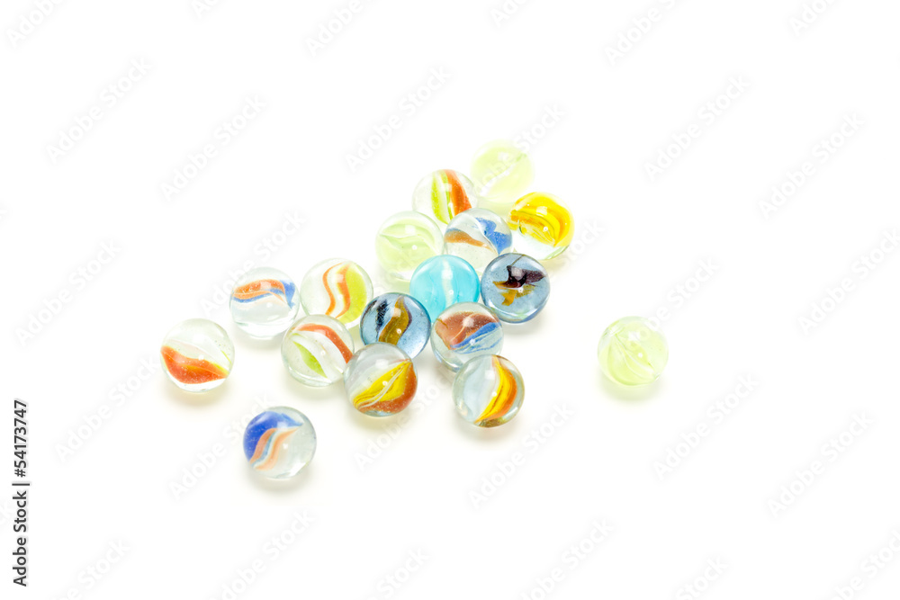 Some colourful marbles on white background Some colourful marbles on white background