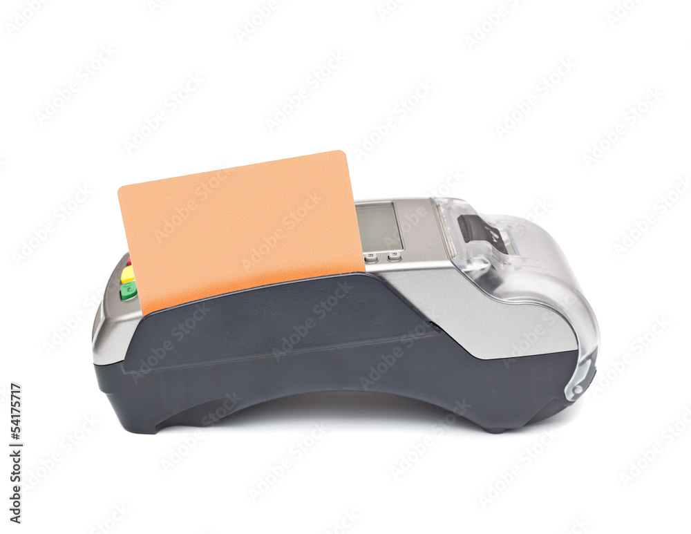 payment terminal, card on white background isolated payment terminal, card on white background isolated