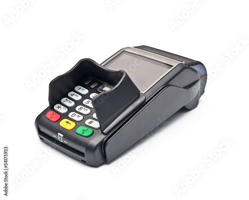 payment terminal on white background isolated
