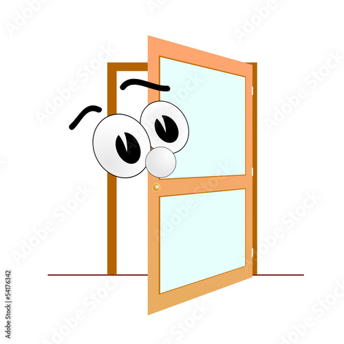 big eye and open door art vector