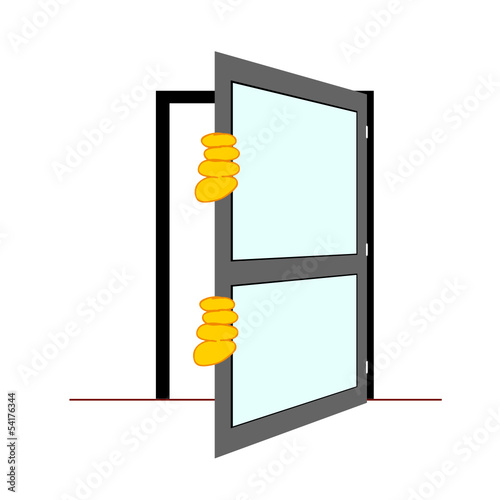 door with hands vector illustration