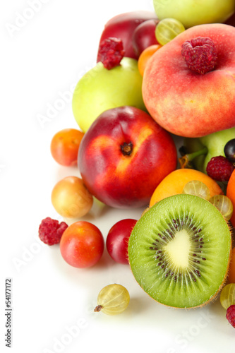 Assortment of juicy fruits  isolated on white