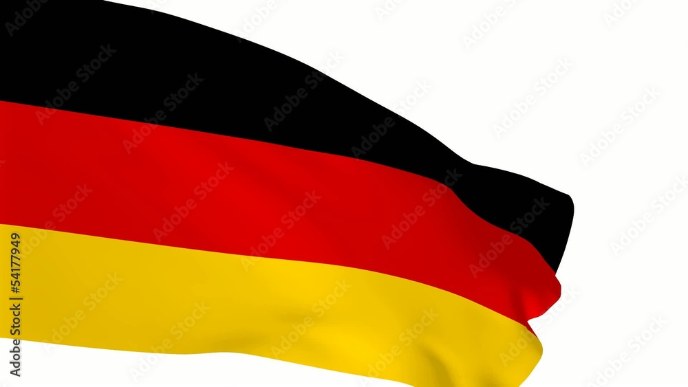Deutsche Flagge im Wind - weißer Hintergrund
