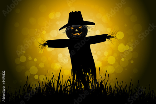Halloween Background with Scarecrow