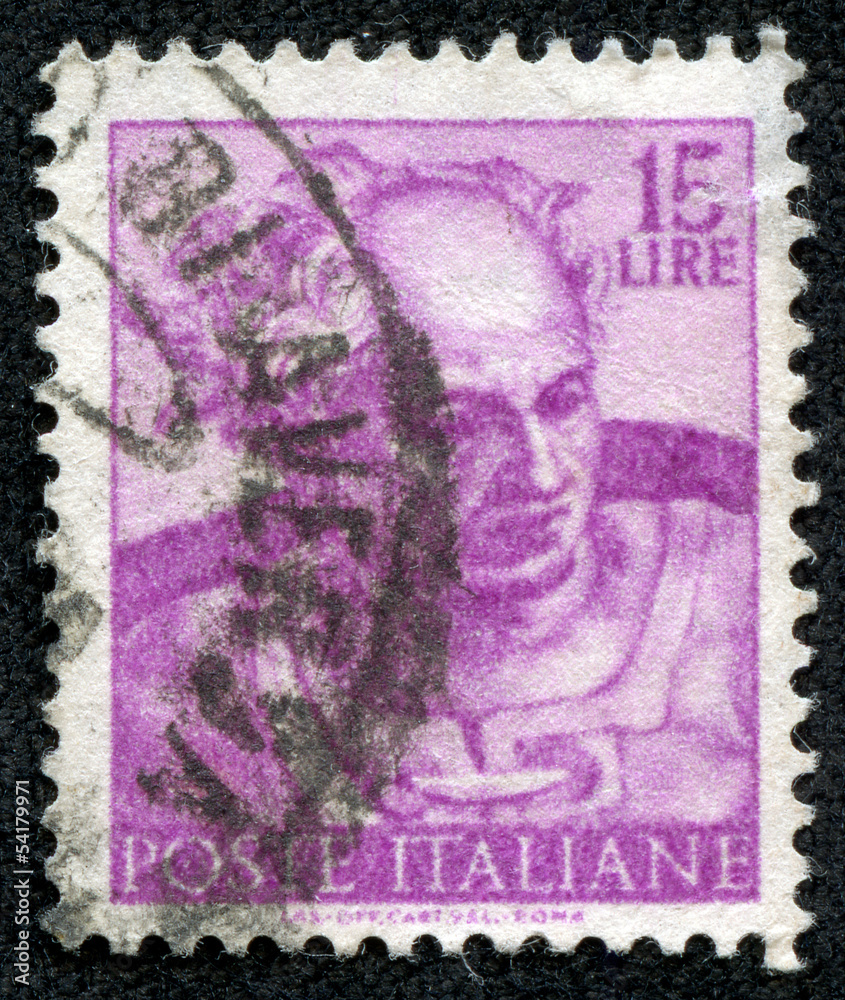 Obraz premium stamp shows designs of Michelangelo's Sistine Chapel, Joel