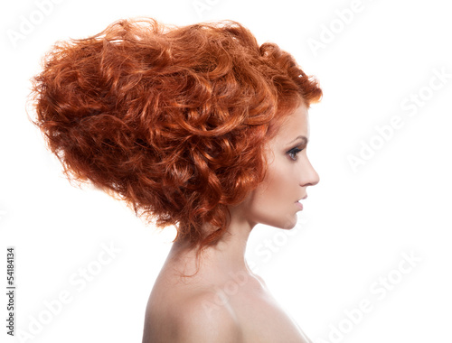 Beauty Portrait. Updo Hairstyle On White Background