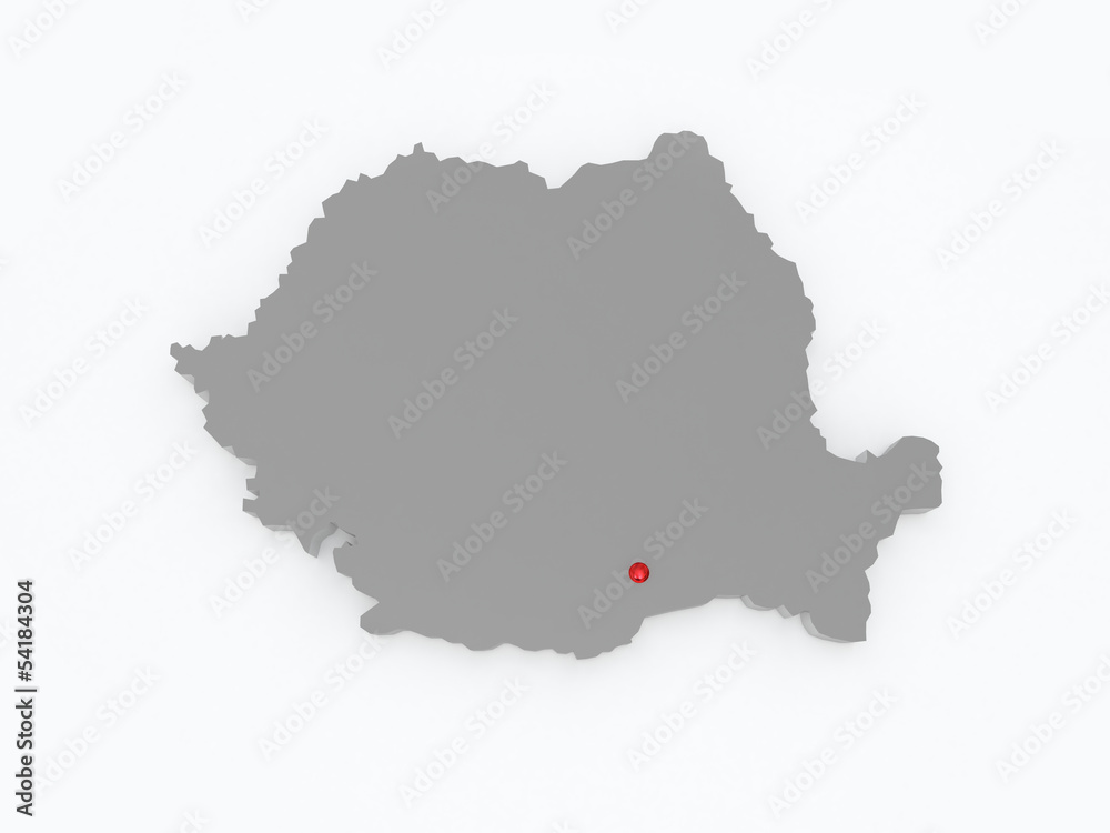 Obraz premium Trójwymiarowa mapa Rumunii.