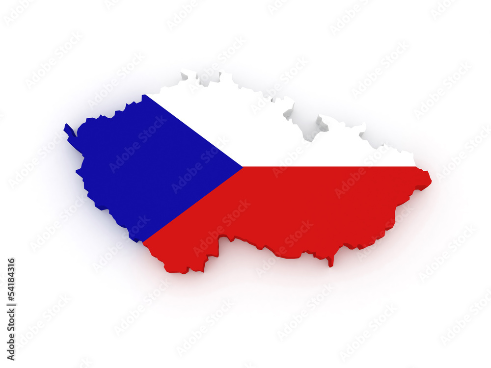 Fototapeta premium Three-dimensional map of Czech Republic.