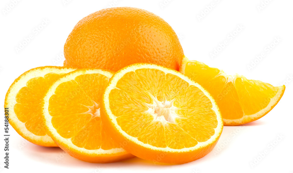 Cut orange fruit isolated on white background Cut orange fruit isolated on white background