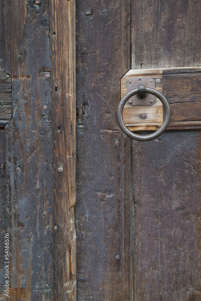 Door Handle Ring on Old Wooden Dor