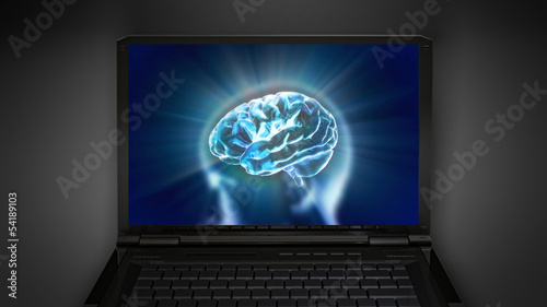 brain theme is display on laptop screen