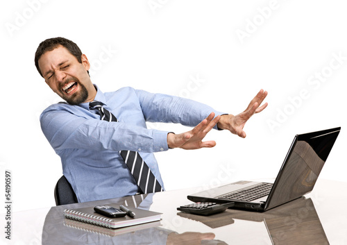 Fotografie shocked businessman is against uncensored Internet content