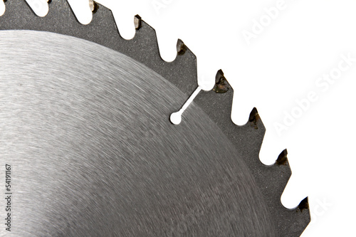 Circular saw blade isolated on white background photo