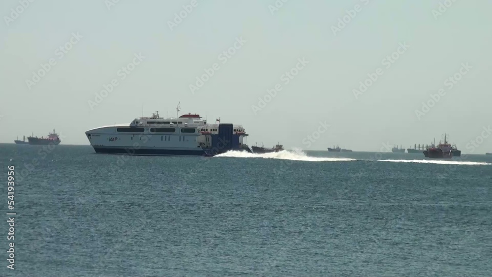 Large ocean yacht goes along the strait Istanbul Tourism Large ocean yacht goes along the strait Istanbul Tourism