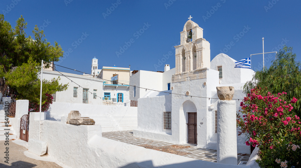 Agia Triada church in Adamantas, Milos island, Cyclades, Greece