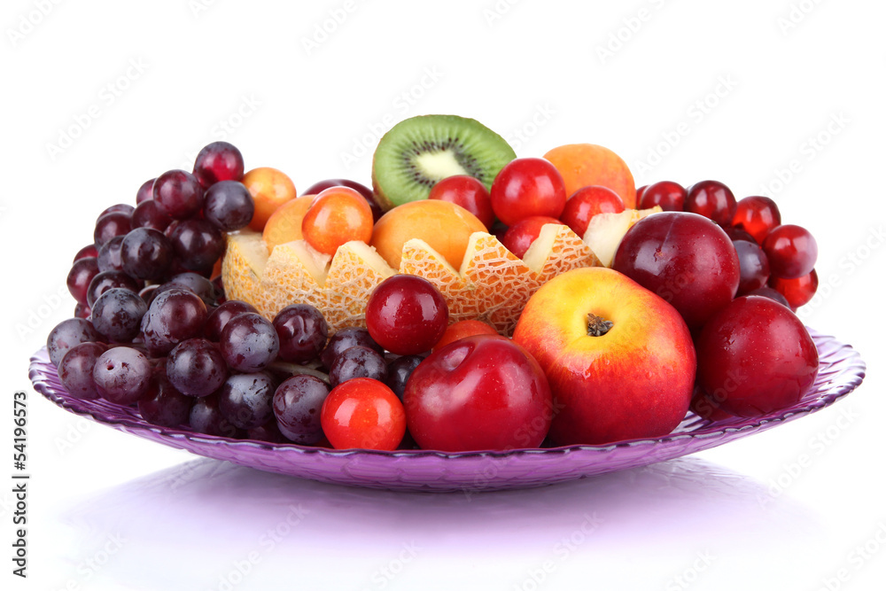 Assortment of juicy fruits isolated on white Assortment of juicy fruits isolated on white