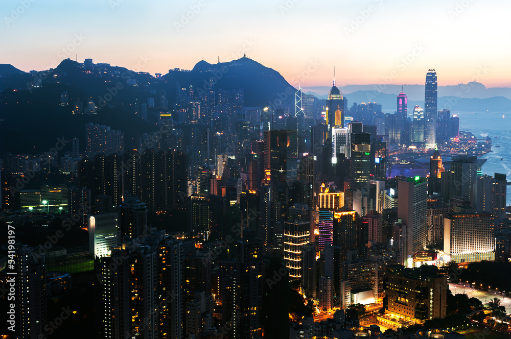 Obraz premium Hong Kong cityscape at sunset